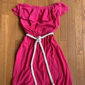 Pink red camel dress